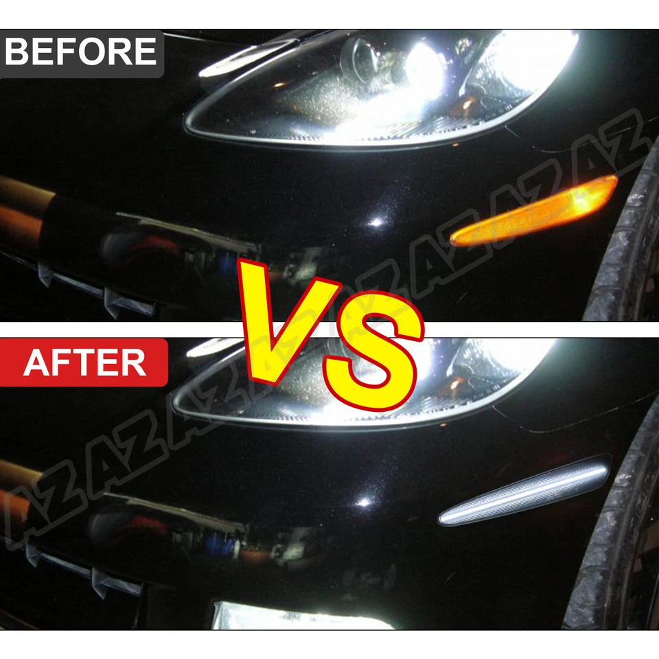 2X White LED Front Strip Side Marker Lights  Parking Lamps For 05-13 C6 Corvette - Image 3 of 4