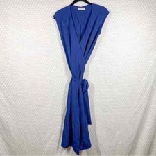 Everlane Women Dress Sz 00 Dark Blue Goweave Midi Wrap Viscose Classic Business
