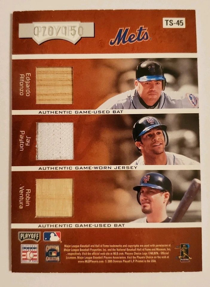 Tarjeta 2005 Playoff Absolute Memorabilia Team Six New York Mets #TS45 #'d 70/150 Foto 2 de 3