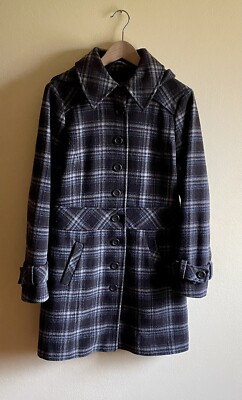 Damen Mädchen Mantel Wollmantel Esprit Gr.38 taliert caro mehrfarbig
