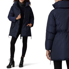 Club Monaco Navy Blue & Black Leander Zip Puffer Jacket Coat Parka - Size Large
