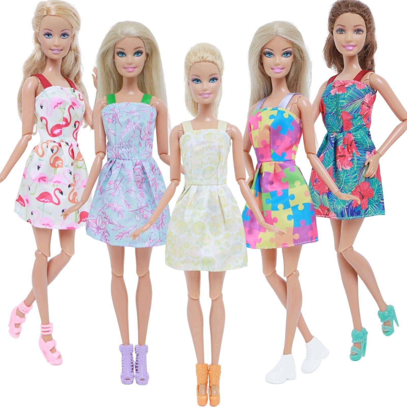 Original Barbie Doll Fashion Clothes Party Gown Necklace Outfits Doll Shoes  Set Accessories Girl's Birthday Christmas Gifts