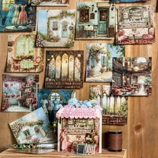 10Pcs Vintage Shop Background Stickers Journal Card Scrapbook Decorative Collage