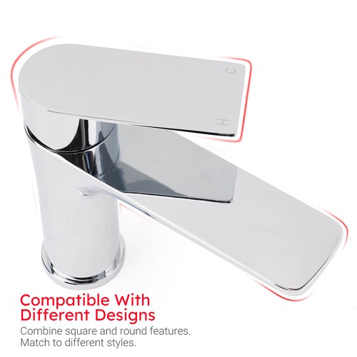 WELS Round Bathroom Basin Mixer Tap Vanity Sink Faucet Round Spout Chrome Black - Picture 11 of 24