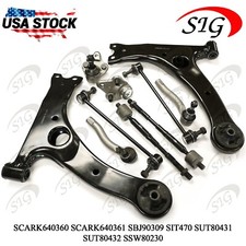 10PC Front Suspension Control Arm Tie Rod End Kit for 2003 - 2008 Toyota Corolla