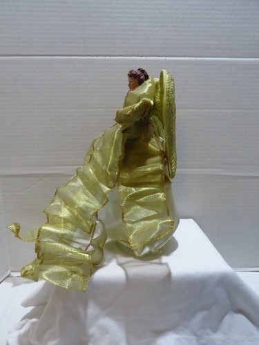 GOLD TREETOP/FREESTANDING ANGEL W/PLASTIC WINGS, HEAD & HANDS 12" A5 - Picture 5 of 6