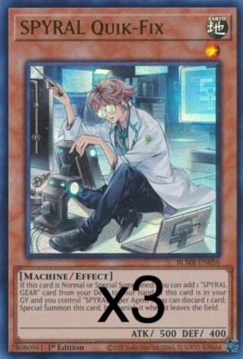 3X Yugioh SPYRAL Quik-Fix BLMR-EN056 Ultra Rare 1st Edition NM