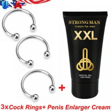 3pcs Dual Ball Stainless Steel Penis Cock Rings Head Glans Sex Increase Orgasm