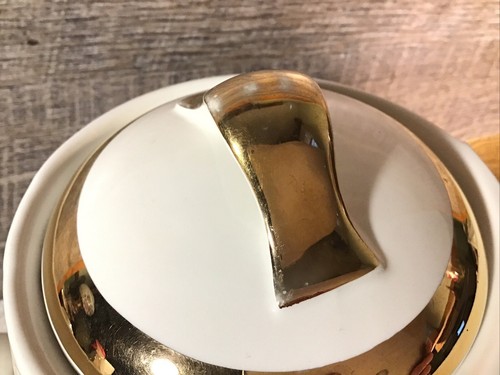 Vintage MCM Hall China Flare Ware Gold Lace Coffee Pot Atomic Mid Century Style - Picture 5 of 19