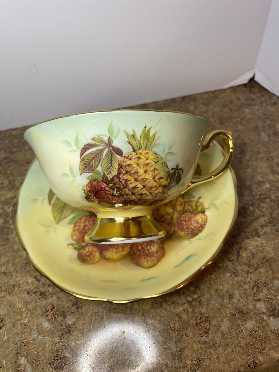 HAMMERSLEY & Co fruit Pineapple Tea Cup & Saucer signed 4667