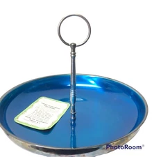 New Oneida Silversmith Holloware Blue Silverplate Tidbit Cookie Tray w/Handle 