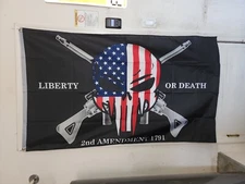 3x5 Ft Liberty or Death 2nd Amendment 1791 Flag USA Skull Flags Polyester