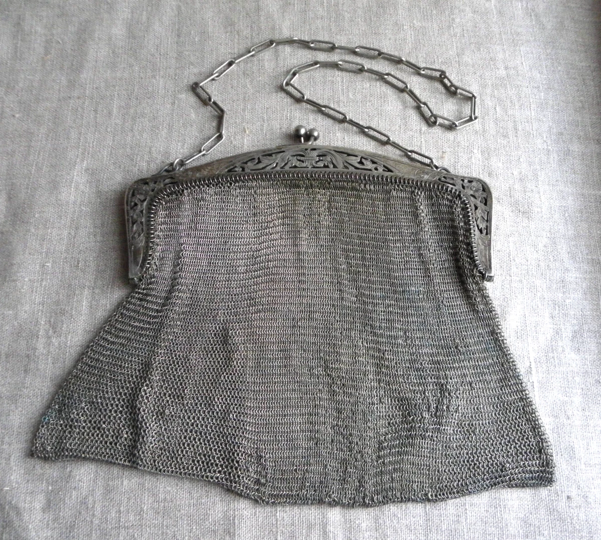 Ancien Sac De Bal En Crêpe Noir Avec Strass - Soirée Vintage