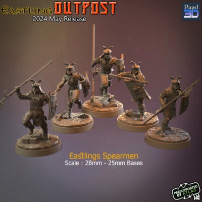 28mm Eastern Tribesmen Spearmen - Medieval Fantasy - Warrior