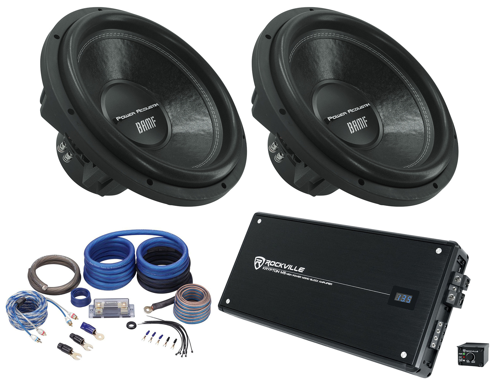 (2) Power Acoustik BAMF-154 15 автомобильных сабвуферов мощностью 3800 Вт + Моноусилитель+ Комплект усилителей