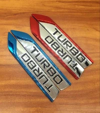 2pcs Red Turbo Metal Chrome Emblem Badge Side Trunk Rear Sticker For VW Golf CC