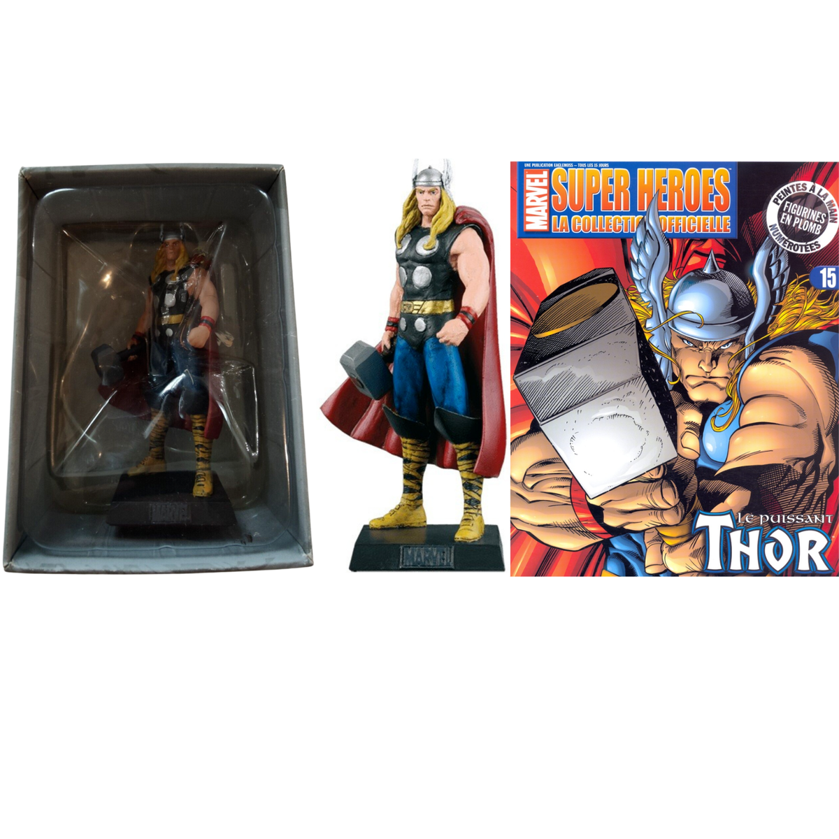 Figurine Eaglemoss Marvel #15 Thor En Plomb - Occasion Avec Boîte Et Insert - Collection Super-héros