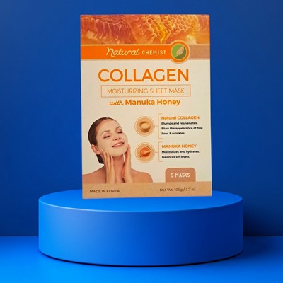 Natural Chemist Collagen & Manuka Honey Sheet Mask New 5 mask 