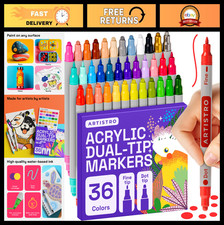 Dual-Tip Acrylic Paint Marker Pens Set of 36 - Precision Art Supplies for Artist