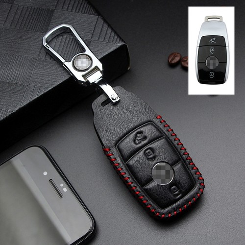 3 Button Leather Car Key Fob Case Cover For Mercedes Benz A S C E G M Class