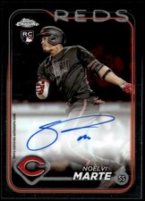 2024 Topps Chrome #RA-NM Noelvi Marte Rookie Autographs On Card G2. rookie card picture