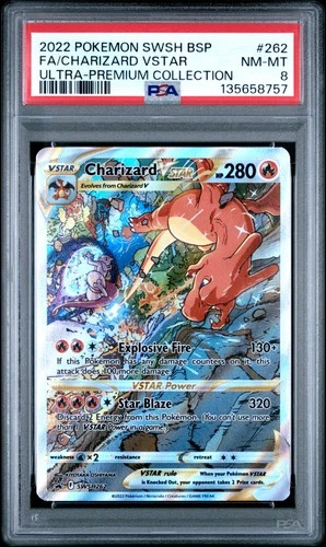 2022 POKEMON SWSH BLACK STAR PROMO #262 FULL ART/CHARIZARD VSTAR PSA 8