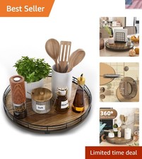 Acacia Wood 13" Lazy Susan Turntable Organizer for Table Top, Farmhouse Round...