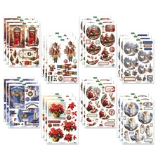 Joyful Christmas 3D Die-Cut Decoupage Pack. 24 Pre-Cut Festive Die Cut Decoup...