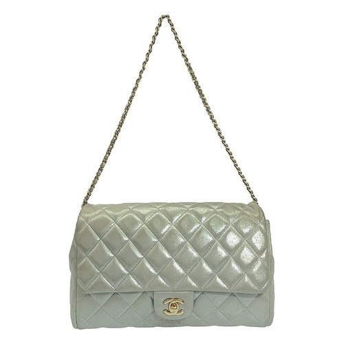 CHANEL Matelasse Metallic Flap Chain Shoulder Bag Silver 123395