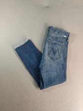 Mother Womens Jeans 27 Blue The Looker Crop Come Sunrise Medium Wash Raw Hem