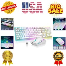 K10 Wireless Gaming Keyboard and Mouse Combo, LED Backlit Rechargeable 3800mA...