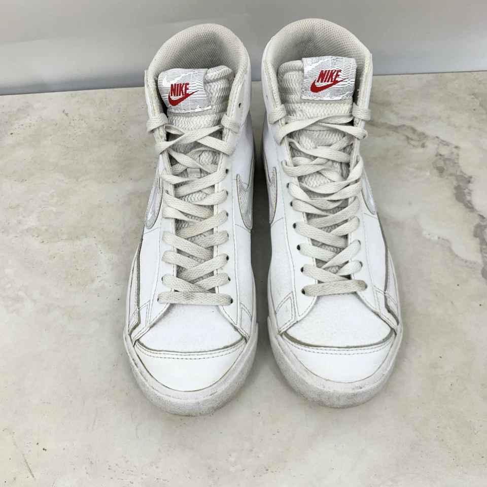 Nike Blazer Mid 77 Shoes Kids Size 7 Youth Sneakers White Gray Leather Boys Girl - Image 3 of 4