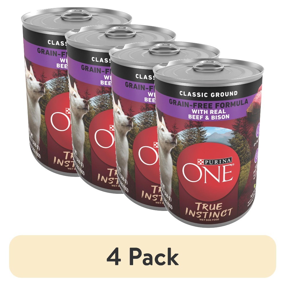 (4-pack) Grain-free wet dog food, tender beef and bison flavors, 13 oz cans