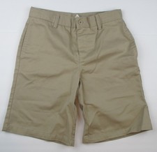 LANDS END Khaki School Uniform Plain Front Chino Shorts Boys 12 NEW