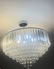 Laura Ashley Vienna 5 Arm Crystal and Chrome Chandelier Ceiling Light