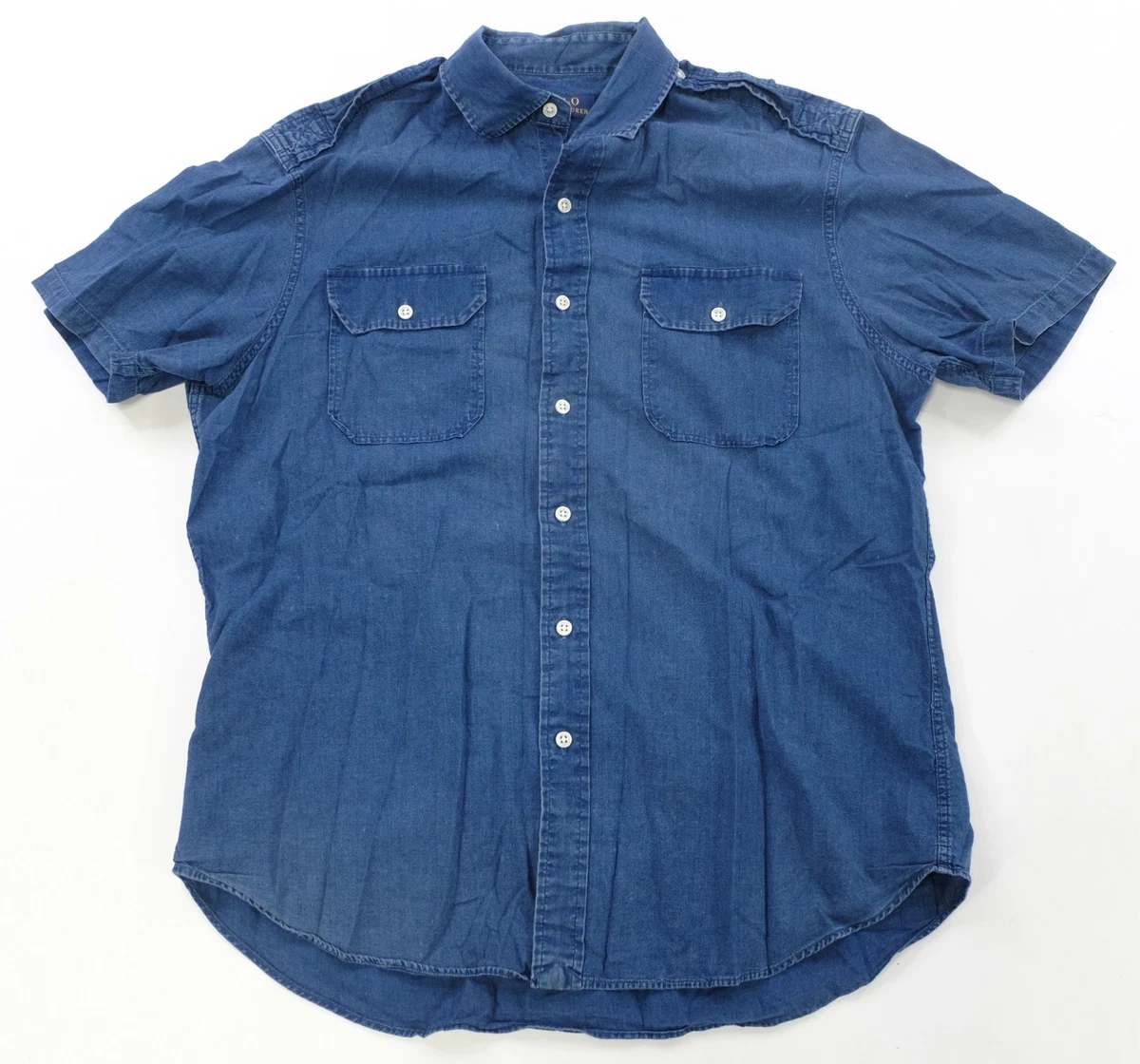 Polo Ralph Lauren Denim Short Sleeve Casual Button-Down Shirts for