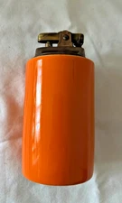 Vintage Orange Ceramic Canister-Style Cigarette Lighter 1960's-70's MCM