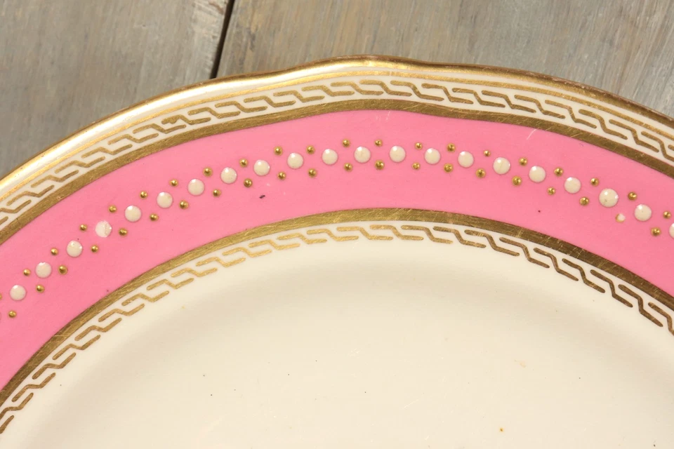 Ancien Paire Assiette Vieux Porcelaine de Paris Empire Émaillé Rose Paysage XIXe - Photo 4/4