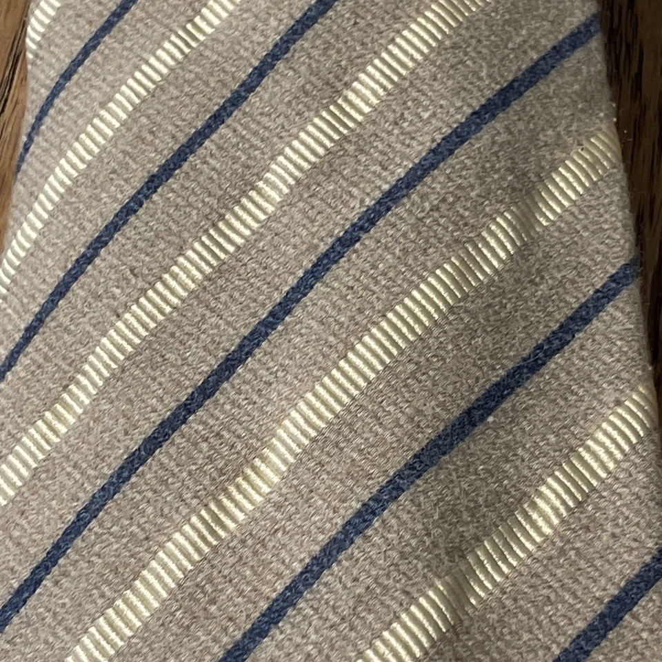 Corbata de seda y algodón Paul Stuart vintage usada en excelente estado a rayas gruesa hecha a mano en Francia Foto 4 de 4