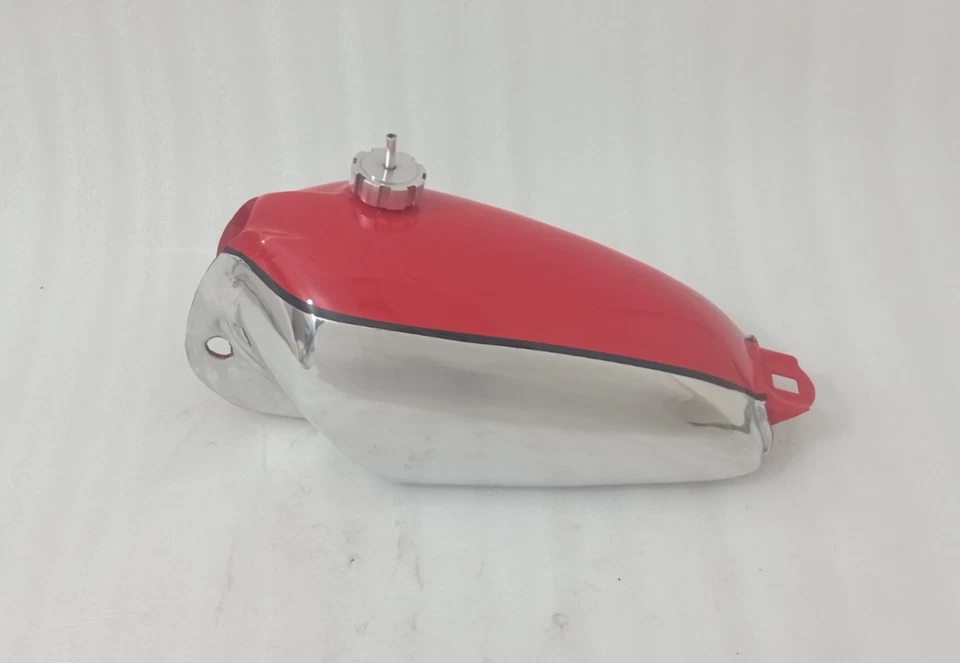 Honda CR125 CR125M 1974 Elsinore rojo pintado cromo acero tanque de gasolina con tapa Foto 3 de 4