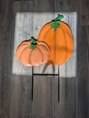 Fall Pumpkin Yard Stake Decoration Double Pumpkin Outdoor Decor 30'' Tall X 19''