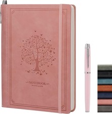 Lined Notebook Journal for Women Men 320 Pages A5 Hardcover Leather with Pen Hol