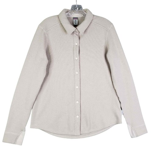 Stio Button Down Shirt Damen Gr. Large L grau langarm Stretch Strick - Bild 2 von 10