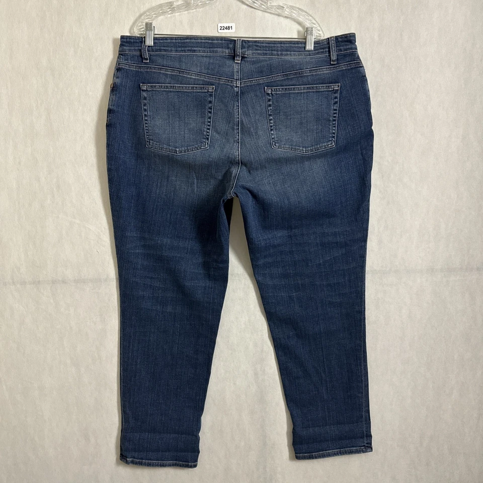 Pantalones de mezclilla para mujer Eileen Fisher talla grande 18 W lavado oscuro algodón orgánico novio Foto 2 de 4