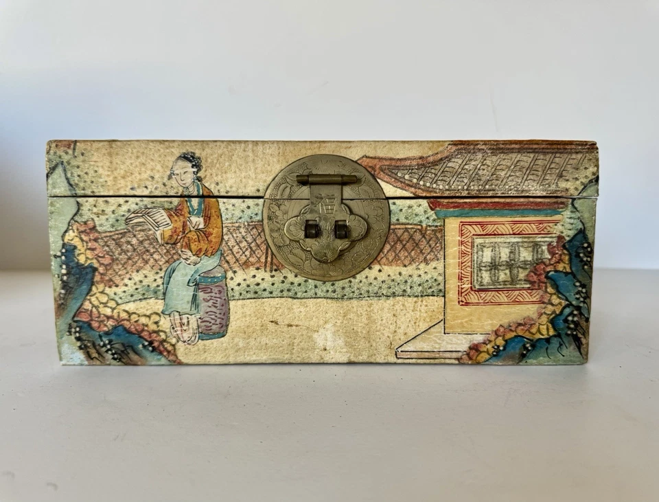 中国古董手绘猪 WARDROBE CHEST 黄铜/硬件 — 第 3/4 张图片