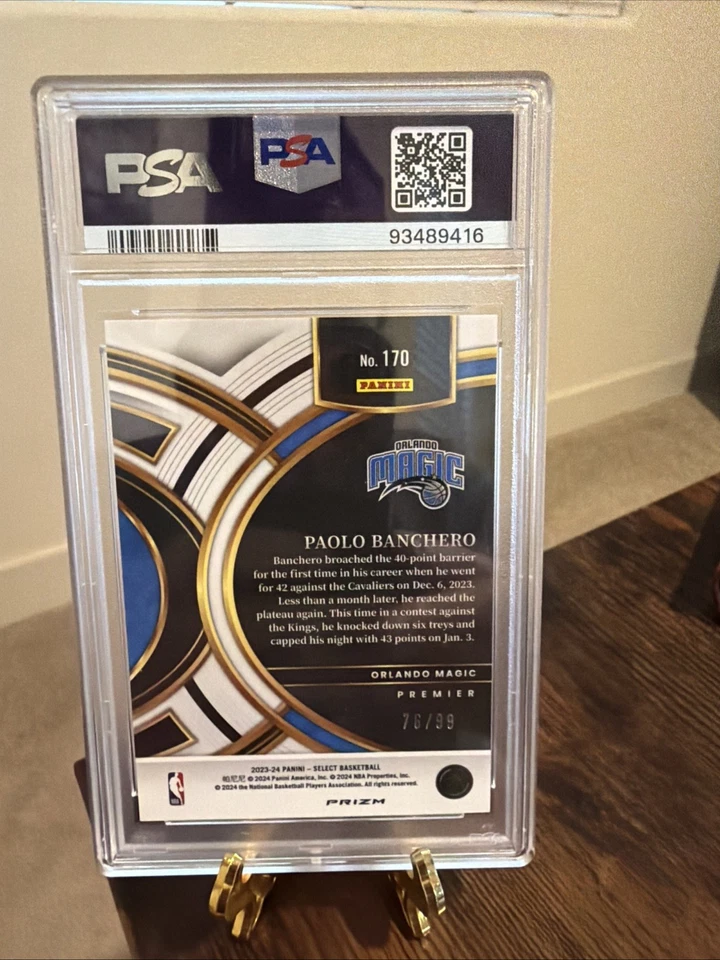 2023 Select Premier Paolo Banchero #170 - Purple Cracked Ice /99 - PSA 10 - Image 2 of 4