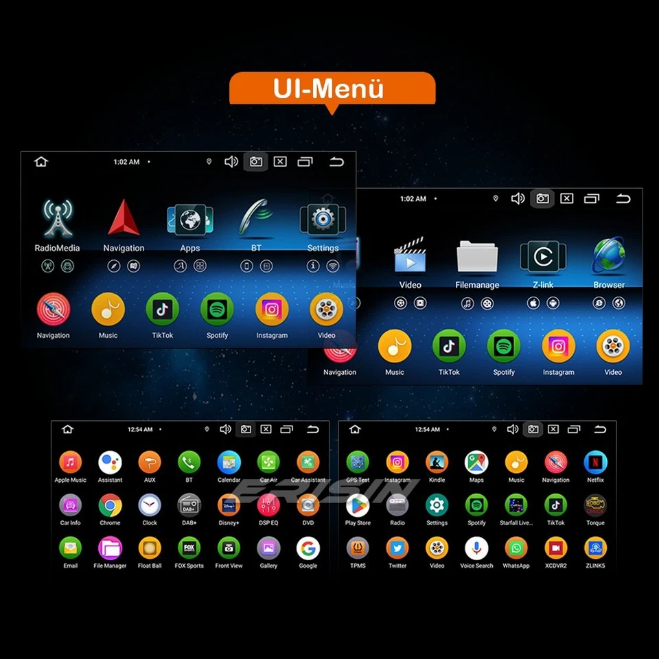 64GB Navi Android 14 DAB+ Autoradio CarPlay Ford Focus Kuga C-Max Transit Fiesta - Bild 4 von 4