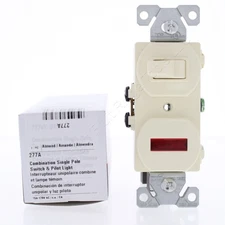 Cooper #277A Almond Pilot Light Toggle Wall Switch Single Pole Control 15A 120V