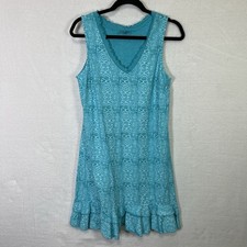 Fresh Produce Sundress Dress Women S Blue Abstract Print Ruffle Hem Beach Resort