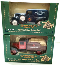 Vintage Ertl Anheuser Busch/ Budweiser Die Cast Truck Bank Set of 2; NIB